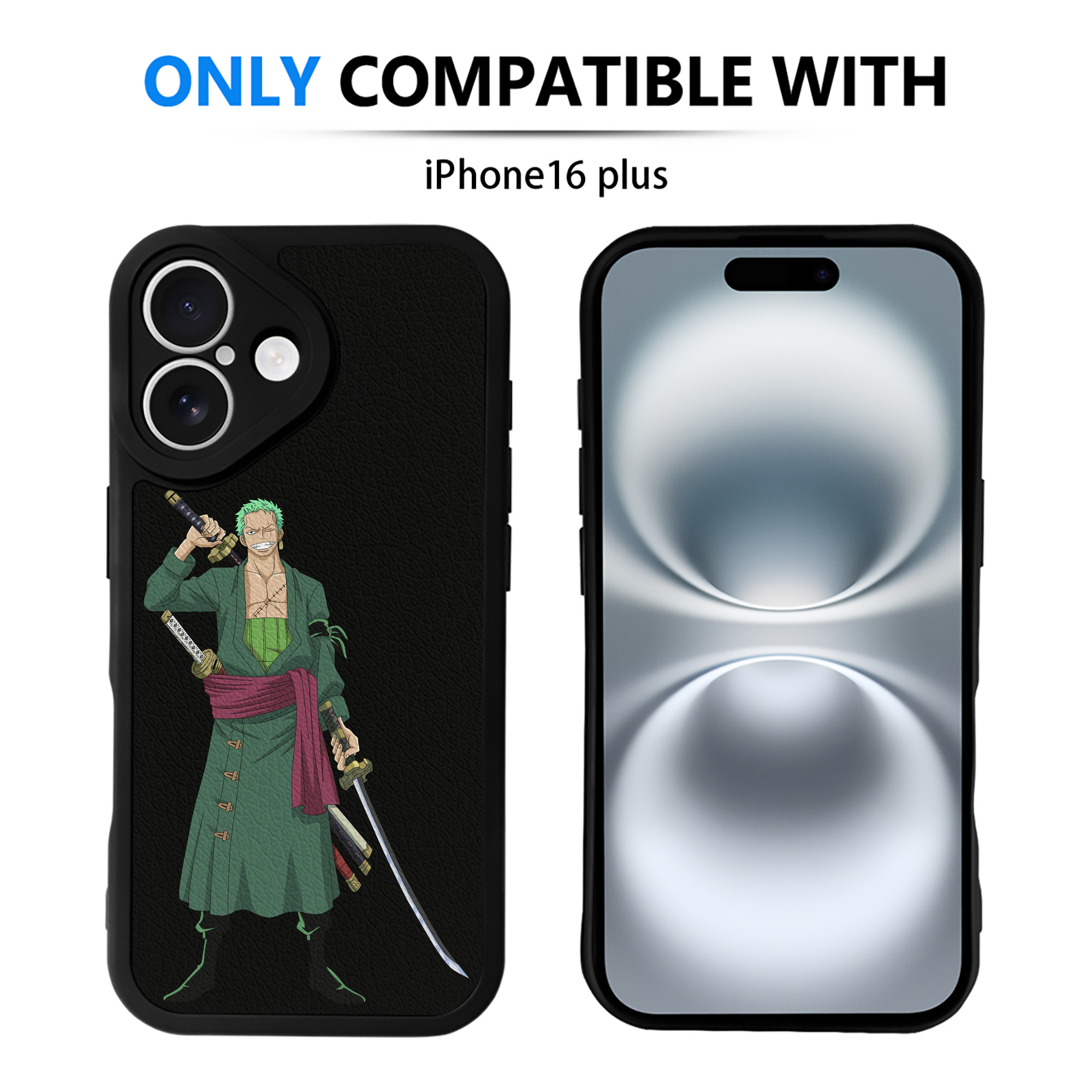 （画像用） ワンピース ロロノア・ゾロ ONE PIECE Roronoa Zoro 【iPhone 16シリーズ対応】シリコンスマホケース（レザー調） 材質：シリコン